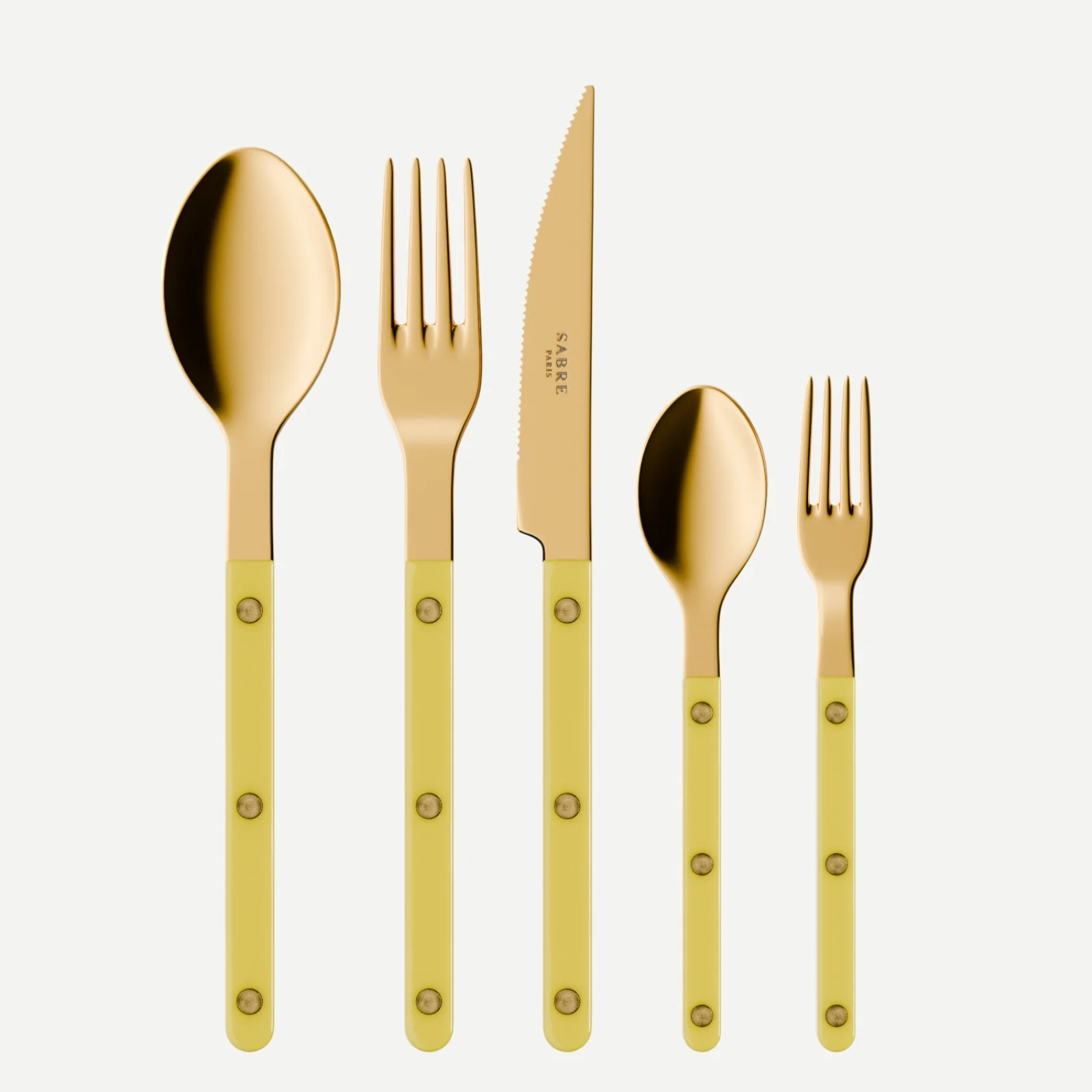 Bistrot Gold Uni, Jaune - Set de 5 couverts de table