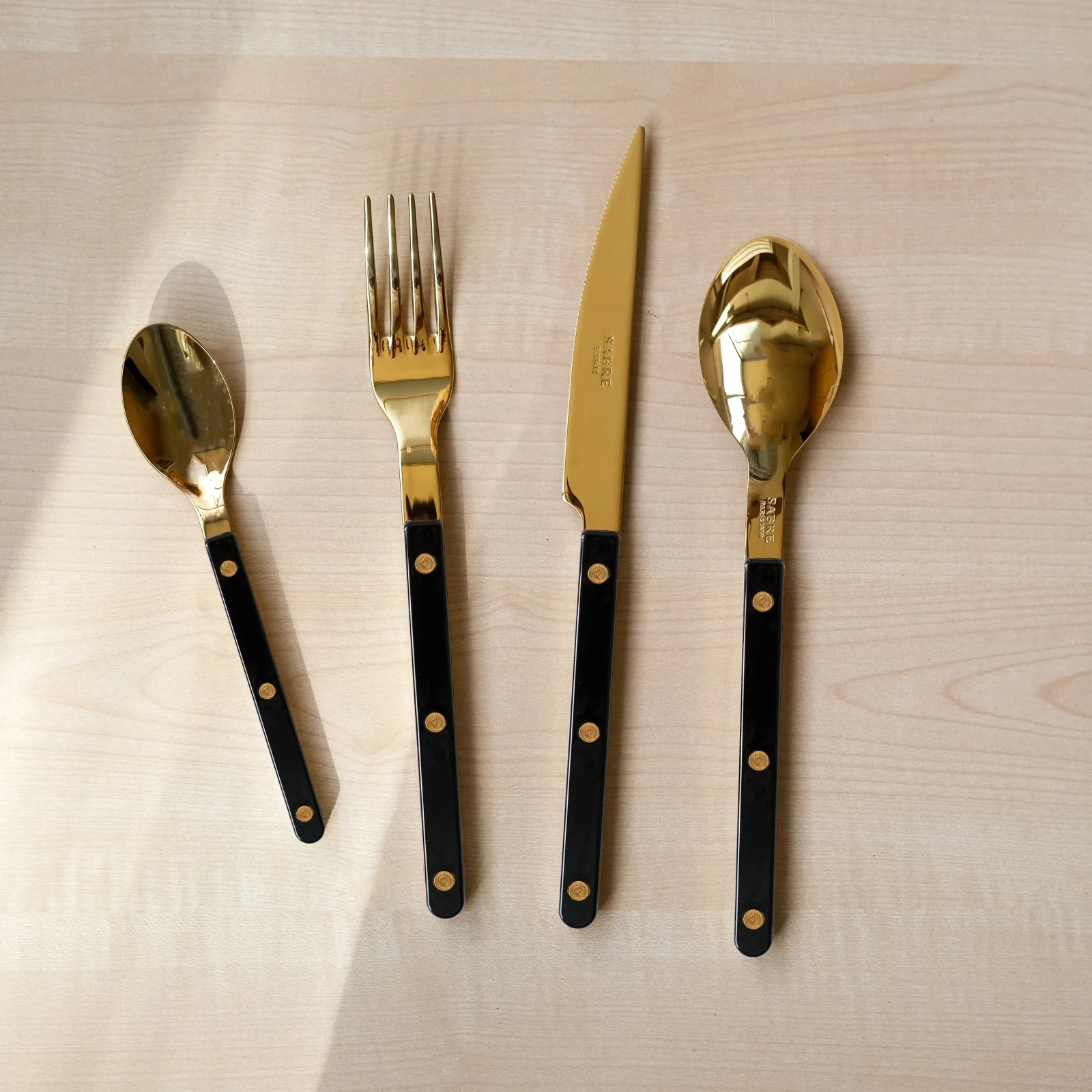 Bistrot Gold Uni, Noir - Set de 5 couverts de table - Image 2
