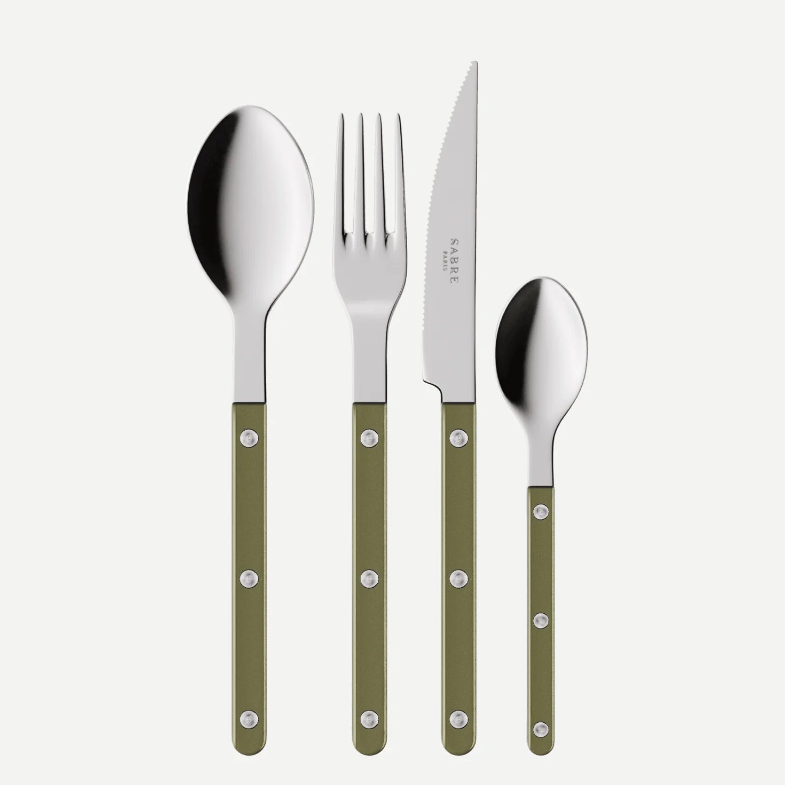Bistrot Pearly, Olive - Set de 4 couverts de table
