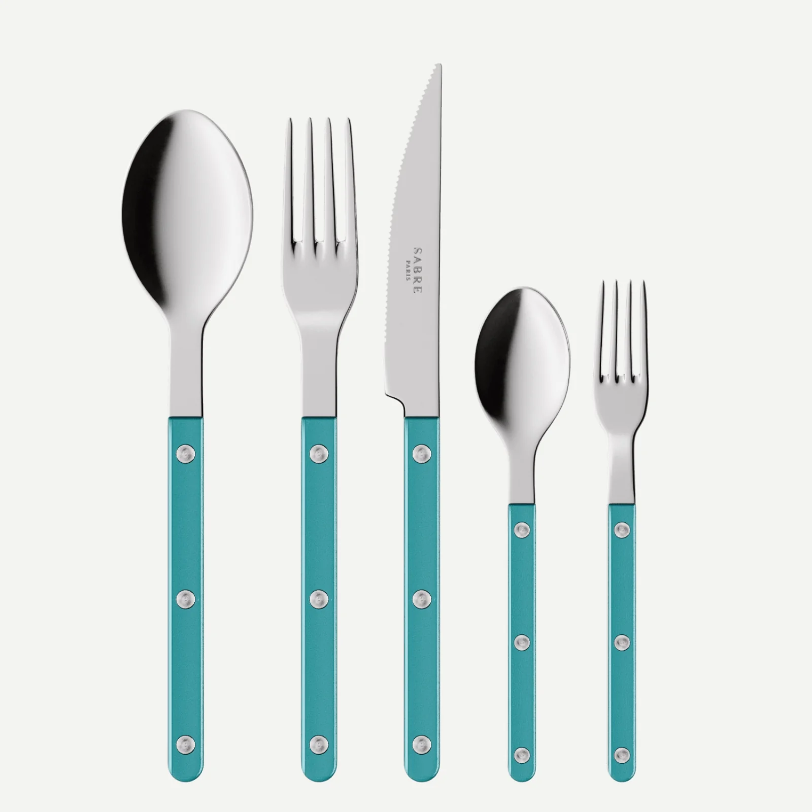 Bistrot Pearly, Turquoise - Set de 5 couverts de table