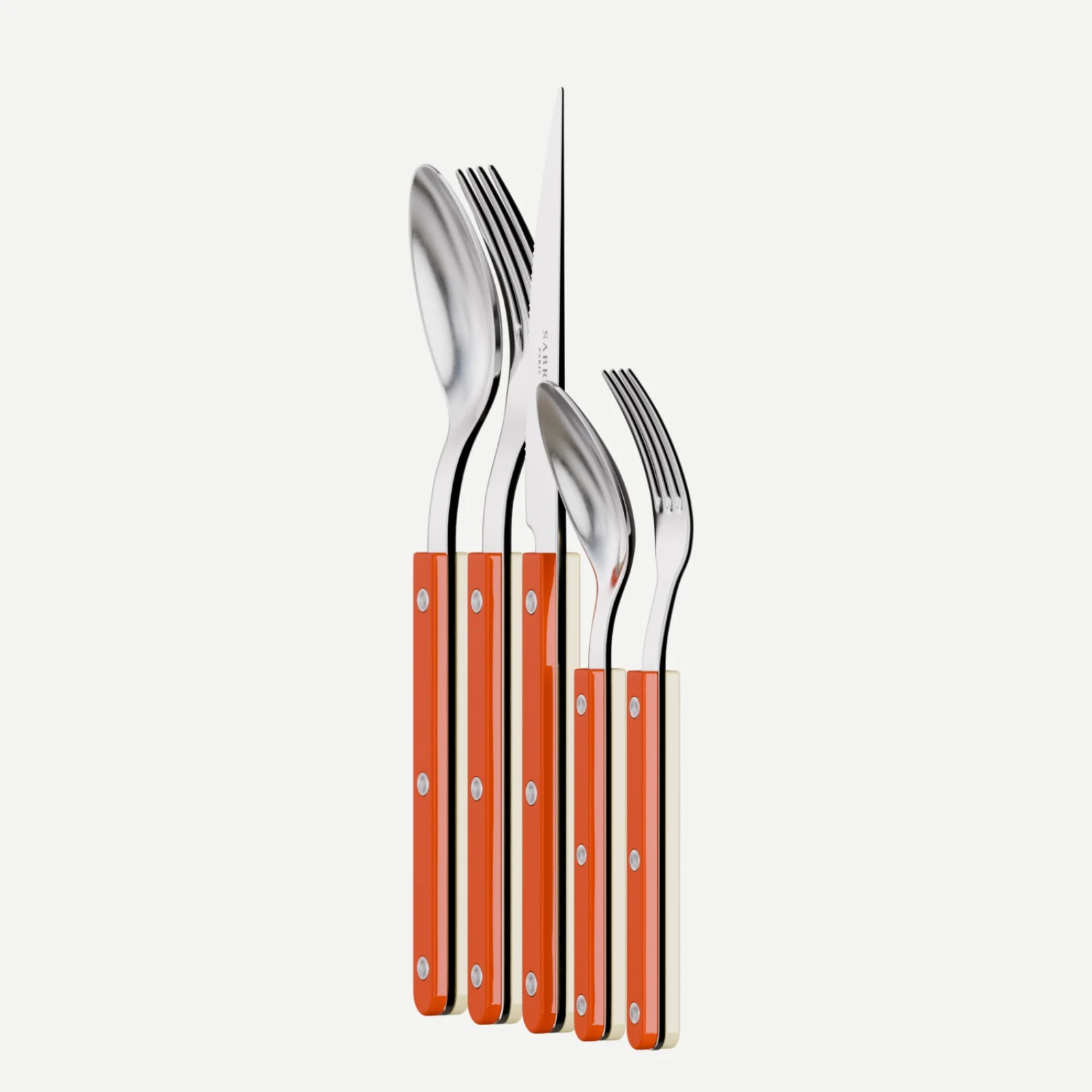 Bistrot Sabre Paris x Motel A Miio, Orange / Ivoire - Set de 5 couverts de table - Image 3