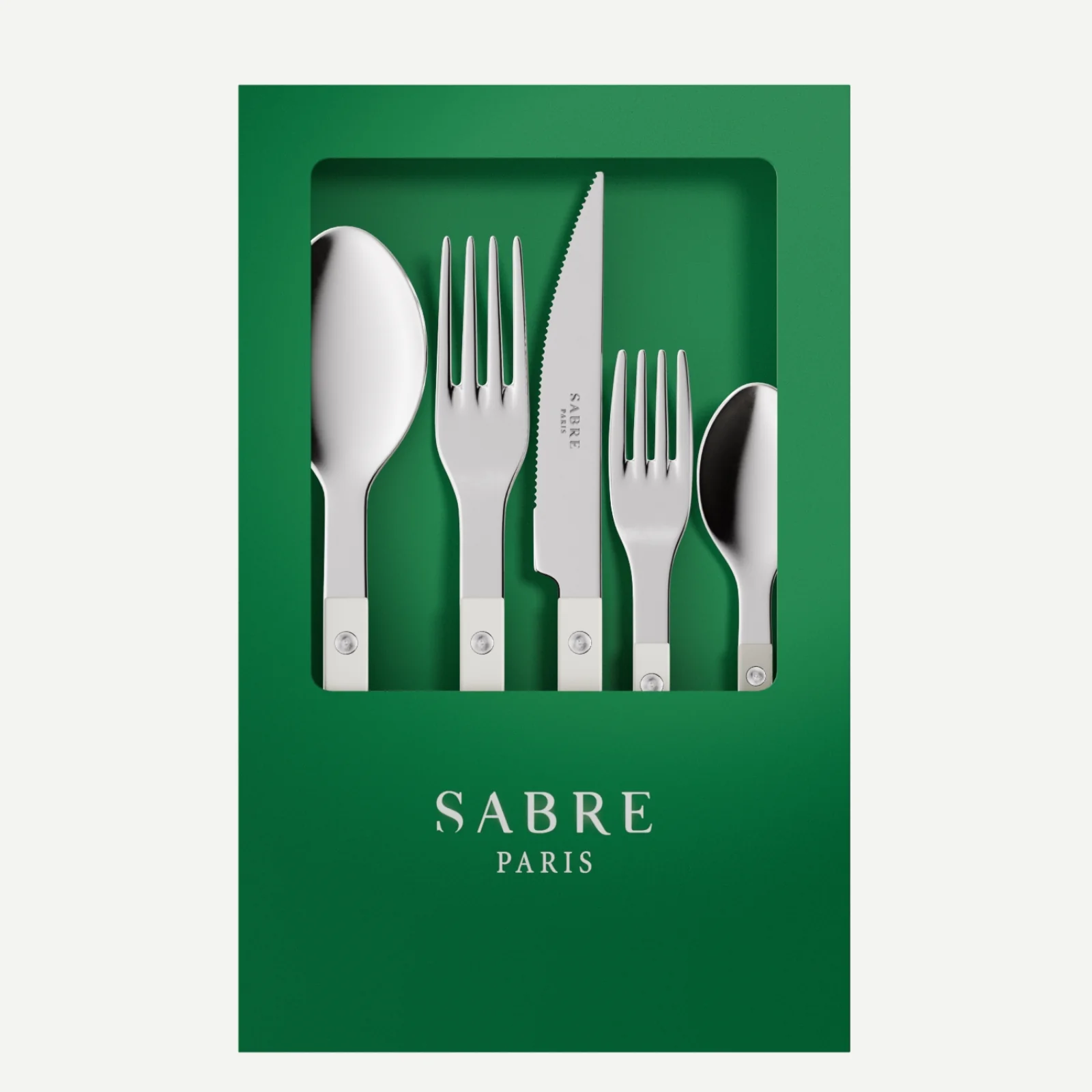 Bistrot Uni, Blanc - Coffret de 5 couverts de table