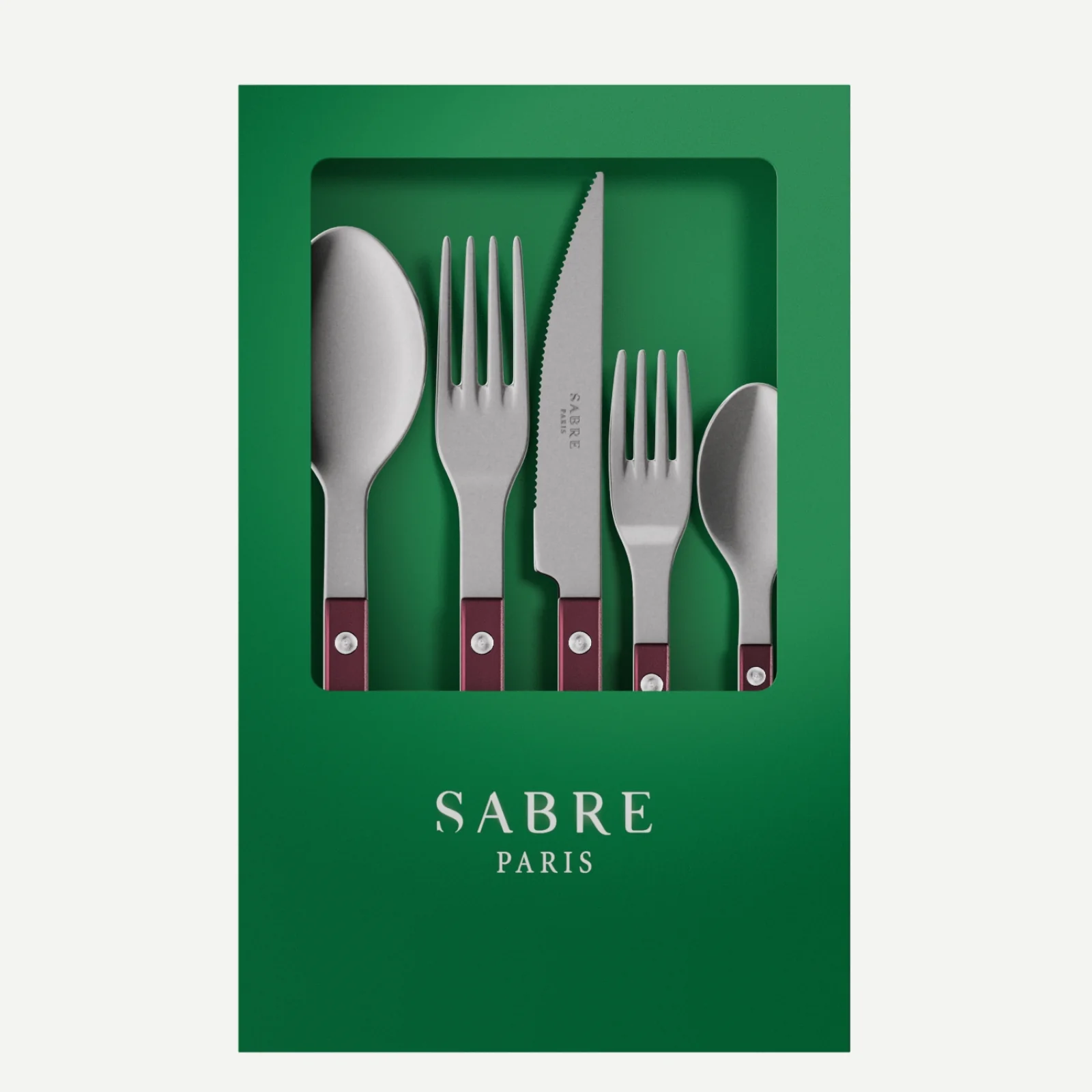 Bistrot Vintage Pearly, Aubergine - Coffret de 5 couverts de table