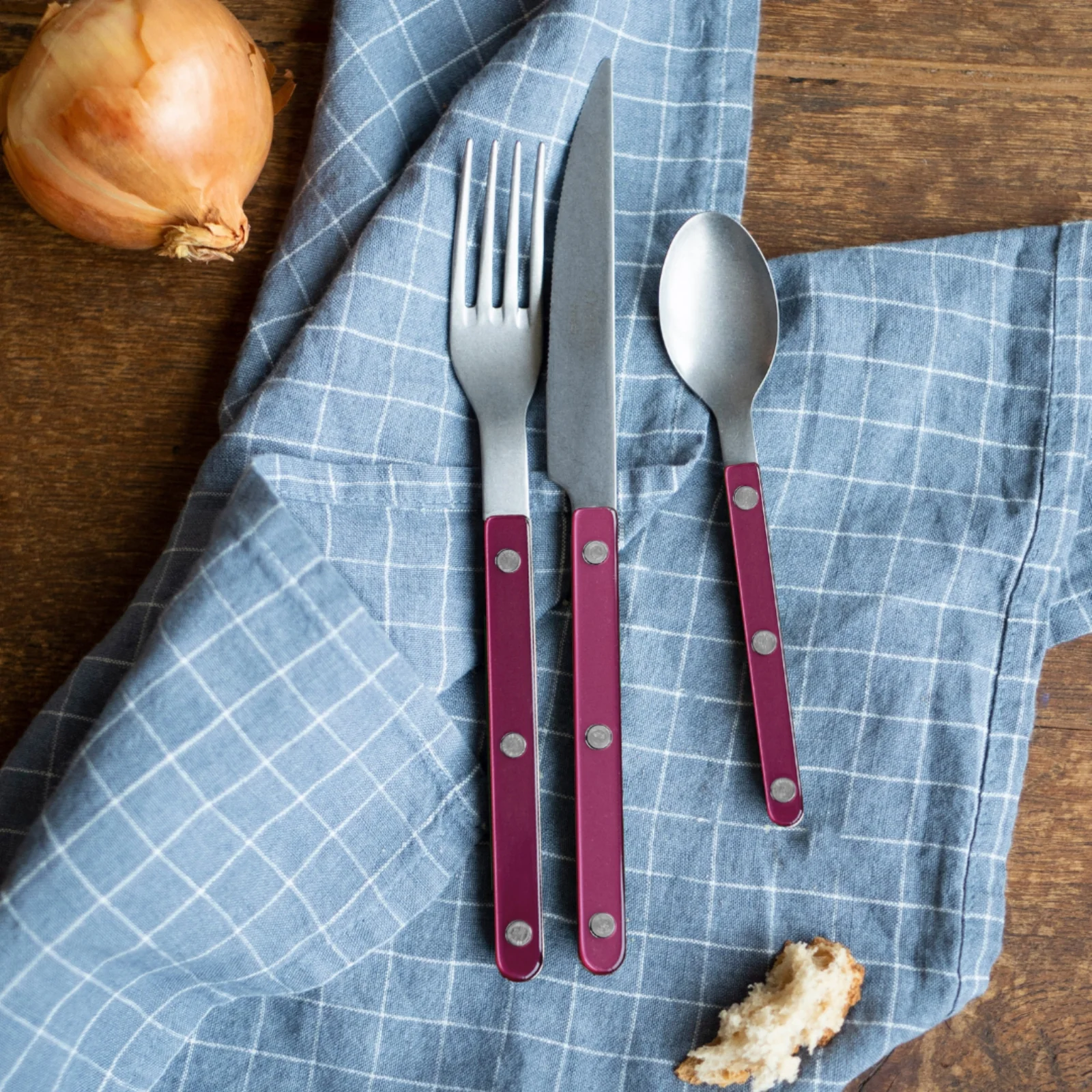 Bistrot Vintage Pearly, Aubergine - Coffret de 5 couverts de table - Image 2