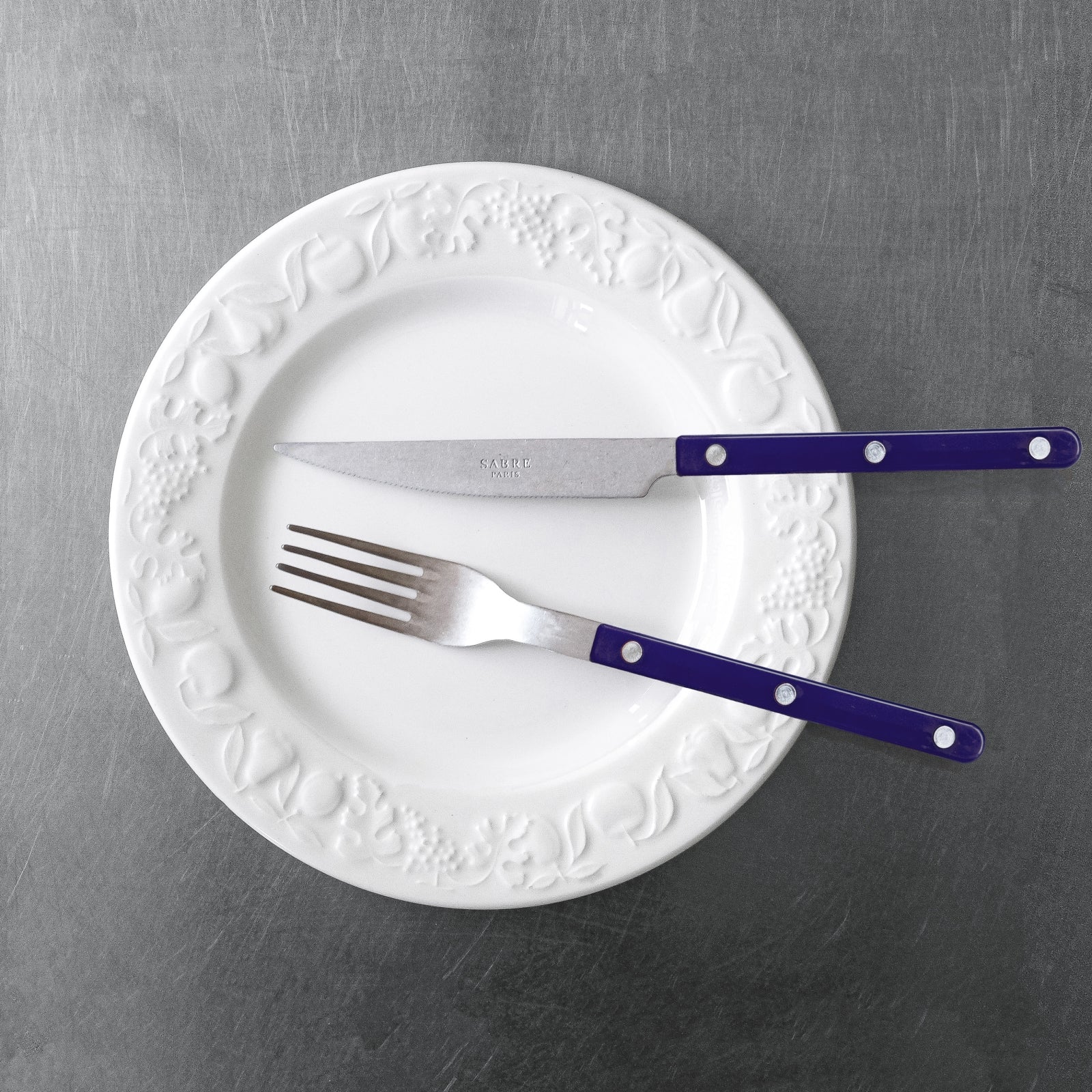 Bistrot Vintage Uni, Bleu marine - Coffret de 5 couverts de table - Image 2