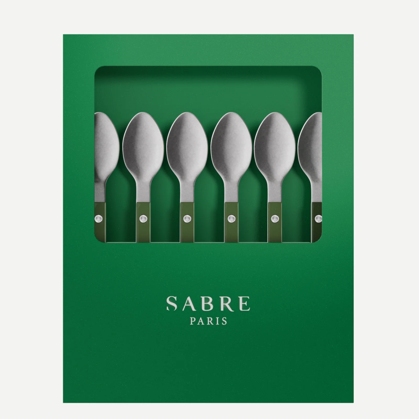 Bistrot Vintage Uni, Vert - Coffret de 6 cuillères à expresso