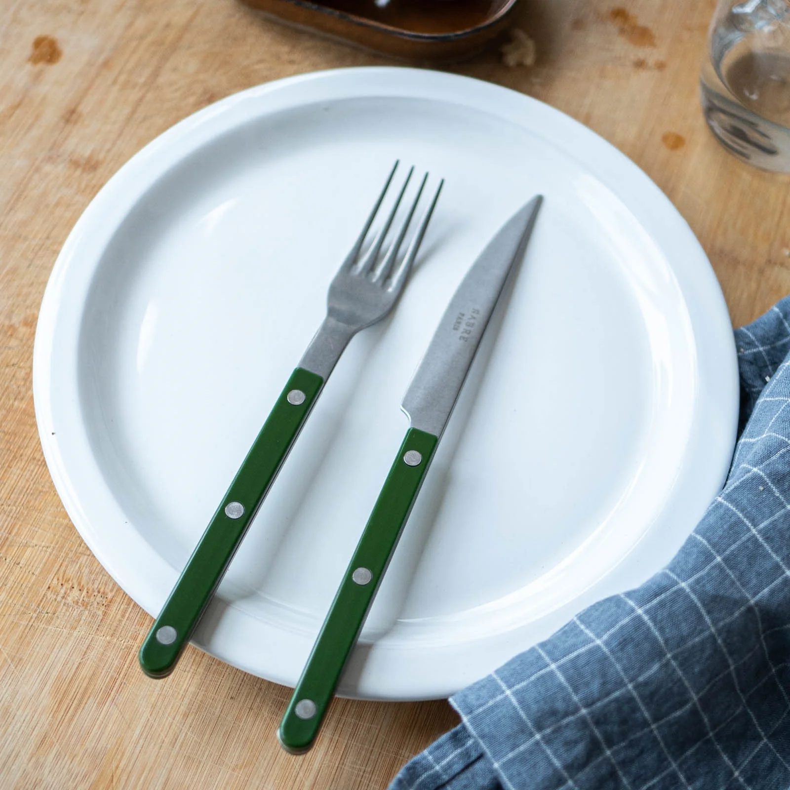 Bistrot Vintage Uni, Vert - Set de 5 couverts de table - Image 3